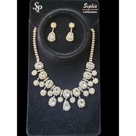 Sophia Collection Jewelry - NWOT Large White Crystal Cluster Necklace/Earring Set